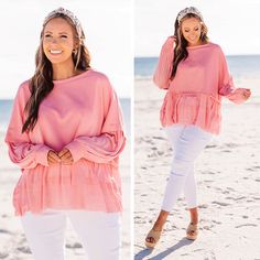 We made this top with you in mind! This bold pink top features a babydoll design, providing a flowy fit that flatters! The bubble sleeves add a touch of whimsy to this versatile top! With its fun color and comfortable fit, this top is the perfect addition to your wardrobe!
Self- 82% Cotton, 18% PolyesterContrast- 90% Polyester, 10% Rayon Trendy Pink Puff Sleeve Top With Ruffles, Pink Ruffled Blouse With Lantern Sleeves, Pink Lantern Sleeve Blouse With Ruffles, Beach Pink Top With Ruffle Hem, Pink Ruffled Lantern Sleeve Tops, Pink Lantern Sleeve Tops With Ruffles, Feminine Pink Lantern Sleeve Top, Pink Lantern Sleeve Feminine Tops, Pink Ruffle Hem Top For Day Out