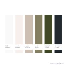 the color scheme for an interior design project, with different shades and colors to choose from