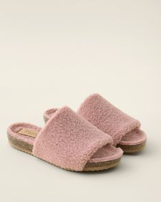 We gave these comfy sherpa slippers a touch of structure, so they're just right for relaxing around the house or dashing to the mailbox. Made in Italy, with a comfy but sturdy cork footbed and man-made sole.  Exclusive. Slip-on style.  Sherpa-lined cork footbed.  Man-made sole.  Italy. Cozy Indoor Slippers With Cushioned Footbed, Cozy Cushioned Indoor Slippers, Cozy Slip-on Slippers With Textured Footbed, Cozy Flat Slippers With Cushioned Footbed, Comfy Slippers With Textured Footbed For Loungewear, Cushioned Round Toe Slippers For Loungewear, Lounging Slippers With Cushioned Footbed And Round Toe, Comfortable Indoor Slippers With Textured Footbed, Cushioned Round Toe Slippers For Lounging