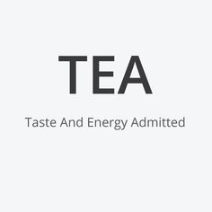 the logo for tea and energy admited, which is printed in black on a white background