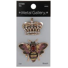 the metal gallery bee brooch and crown pin set