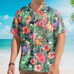 This custom Hawaiian shirt is a great gift idea, as well as a loose and comfy outfit that will keep you cool during the hot summer months. Coming up with a surprise for your loved ones is up to you. This present is appropriate for any occasion, and the receivers will surely love it! Product details: Material: Polyester fabric Feature: Featuring a spread collar, printed pattern all over the shirt, a front button fastening, short sleeves and a relaxed shape. The design is printed with new age printing technology, direct garment. It is printed with a water-soluble and eco-friendly ink. It is cured with a heat treatment process to ensure the color-fastness and lasting durability of the design. Care instruction: Machine wash cold with similar colors. Do not bleach, tumble dry low, do not iron, Golf Funny, Funny Flamingo, Playing Golf, Comfy Outfit, Cool Hawaiian Shirts, Mens Hawaiian Shirts, Play Golf, Summer Months, Keep Your Cool