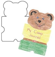 a drawing of a teddy bear holding a sign that says my camp journal on it