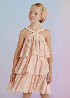 Abel & Lula Abel & Lula Ruffled Dress - Little Miss Muffin Children & Home Pink Halter Top, Vestidos Color Rosa, Cotton Saree Designs, Cake Sizes, Dress Cake, Ruffled Dress, Colorful Cakes, Color Rosa, Dress Pink