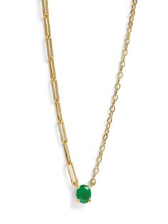 This mixed chain emerald necklace from Yvonne Leon is the perfect update to a classic piece. One sparking emerald is suspended from two 18 karat yellow gold mixed chains. Handcrafted in 18k Yellow Gold. Detailed in emerald, .32 carats. Necklace measures 16.5" long. Finished with a spring ring clasp. Luxury Yellow Gold Emerald Necklace For Engagement, Luxury Yellow Gold Emerald Necklace With Rectangular Pendant, Luxury Hand-set Yellow Gold Emerald Necklace, Yvonne Leon, Yellow Gold Necklace, Yellow Gold Jewelry, Emerald Necklace, Yellow Gold Earring, Dream Jewelry