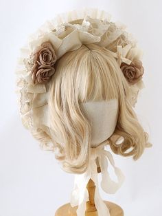 This price is for a bonnet only, others are not included. Lolita Accessories:Floral Design Adjustable Ruffled Bonnet, Vintage Cream Bonnet, Vintage Gothic, Floral Accessories, Elegant Floral, Lolita Fashion, Straw Hat, Alternative Fashion, Headpiece