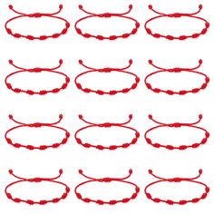 PRICES MAY VARY. 【12PCS Red String Bracelets】You will receive 12 pieces of Kabbalah red rope bracelets. The traditional auspicious red rope bracelets have profound meanings and are famous for their symbolic meaning of good luck and happiness. This bracelet is made up of 7 knots, expressing people's desire to drive away bad luck, bring good luck and wealth to themselves, and bless the wearer with peace and prosperity. 【Adjustable Red String】Each red rope bracelet adopts an adjustable size design, Protection Blessing, Bracelet Knot, Chain Braid, Good Meaning, Bracelets Adjustable, Rope Bracelets, String Bracelets, Red String Bracelet, Red Rope