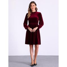 This casual velvet dress has a crew neck and long sleeve, which can be worn as a casual dress, as well as for wedding guest dresses, and party dresses for women. This long-sleeved tunic dress has a good elastic smocked waistband, making your body look more beautiful when worn. The cuffs of this formal dress have an elastic waistline design, which can prevent cold winds in autumn and winter and make you feel warm. Casual Velvet Dress, Wedding Guest Dress Red, Long Sleeve Wedding Guest Dress, Sleeve Wedding Guest Dress, Long Sleeve Wedding Guest Dresses, Womens Velvet Dresses, Vintage Velvet Dress, Long Sleeve Tunic Dress, Red Velvet Dress