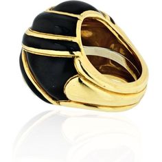 Indulge in the captivating allure of the David Webb Platinum & 18K Yellow Gold Bombe Black Enamel Ring. A true masterpiece of craftsmanship, this ring weaves together the elegance of platinum and the warmth of 18K yellow gold to create a stunning visual contrast. The spiral bombe design gracefully wraps around your finger, showcasing overlapping ribbons adorned with exquisite black enamel. Each ribbon is meticulously outlined with polished gold wire, adding a touch of brilliance to the already m David Webb, The Spiral, The David, Enamel Ring, Gold Wire, Black Enamel, Estate Jewelry, Unique Rings, Types Of Metal