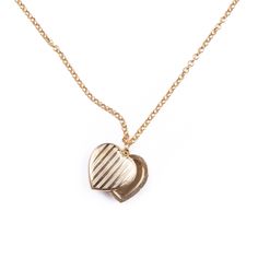 Limited edition Vintage striped brass heart locket that slides open. Nickel free matte gold plated brass chain. 18" long. Heart is 1" x 1 1/4". Heart Locket Necklace, Heart Locket, Locket Necklace, Brass Chain, Matte Gold, Locket, Slides, Gold Plate, Limited Edition