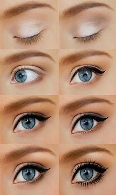 Cool makeup ideas for blue eyes (78 photos) | Photo Freak White Eyeshadow, Smink Inspiration, Holiday Makeup, Black Eyeliner, Makati