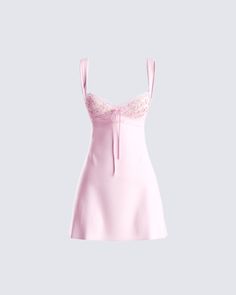 Our MABEL dress, now in pink for all our barbies 💅 Complete with a satin bow front detail, an A-line style, and lace overlays at bust cups - this dress is really all you need for all your doll activities 💗 Pink Satin Mini Dress With Bow, Feminine Pink Mini Dress With Boned Bodice, Pink Bow Mini Dress For Wedding, Pink Mini Dress With Bow For Wedding, Pink Daywear Dresses With Bow, Pink Feminine Mini Dress With Corset Back, Pink Mini Dress With Boned Bodice For Wedding, Elegant Pink Mini Dress With Boned Bodice, Pink Spaghetti Strap Dress With Bow