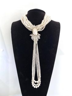 This one-of-a-kind dream necklace is created with multiple strands of freshwater pearls. The centerpiece is a unique, antique brooch made with 14k yellow gold and Mobé cultured pearls. This necklace is about 18" long, and the brooch measures at 3 1/2" x 2" Dream Necklace, Pearl Jewels, Antique Brooches, Womens Jewelry, Short Necklace, Cultured Pearls, Jewelry Designs, Long Necklace, Freshwater Pearls