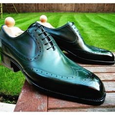 Handmade Black Brogue Dress Shoes for Men, Men Brogue dress shoes with lace up closure sold by Bishoo on Storenvy Luxury Green Dress Shoes For Formal Occasions, Green Wingtip Oxfords For Formal Occasions, Green Goodyear Welted Leather Shoes, Green Wingtip Business Dress Shoes, Elegant Green Oxfords For Formal Occasions, Elegant Green Oxfords For Business, Green Pointed Toe Oxfords For Business, Green Round Toe Oxfords For Office, Elegant Green Wingtip Dress Shoes