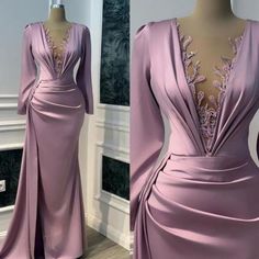 Gala Dresses Elegant Long Sleeve, Silk Satin Prom Dress, Gorgeous Gowns Wedding, Satin Evening Dress Classy, Elegant Long Sleeve Wedding Dress Classy, Evening Dresses Long With Sleeves, Quince Mom Dress, Prom Dresses Full Sleeve, Evening Dresses Elegant Glamour