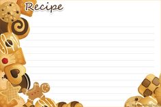 a recipe board with cookies and other food items on the bottom, along with an empty space for text