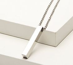 Spruce up your ensembles with the minimalist appeal of this vertical bar pendant that comes with a handsome wheat chain. From Verve Men's Jewelry. Vertical Bar, Bar Pendant, The Minimalist, Men's Jewelry, Wheat, Mens Jewelry, Silver Necklace, Jewelry Necklaces, Stainless Steel