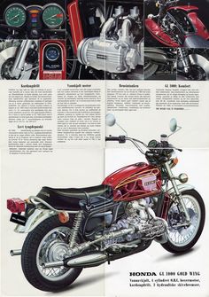 an advertisement for a motorcycle with pictures of the engine