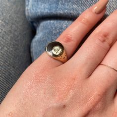 Brand New. Never Worn Other Than Just Trying It On. Mint Condition. Material Is Gold Plated Brass. Turned Out Too Big For My Pinky Everyday Engraved Dome Ring, Pinky Ring For Women, Pinky Rings For Women, Halo Ring Setting, Big Stone Ring, Face Ring, Unique Rings Vintage, Layered Rings, White Sapphire Ring