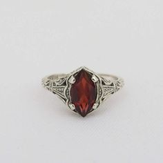 Vintage Sterling Silver Natural Garnet Filigree Ring ....Marked 925...Total of weights 2.0grams..Size 6...Measure of Face 9.9MM...It's in very good condition. Ruby Engagement Ring Vintage Silver, Antique Rings Silver, Silver Garnet Engagement Ring, Garnet Silver Ring, Garnet Wedding Rings Silver, Vintage Ring Silver, Vintage Silver Ruby Ring, Garnet Engagement Ring Silver, Garnet Engagement Ring Vintage