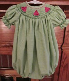 Watermelons for the summer. Watermelons for the 4th of July Watermelons for picnics. Bishop with flutter sleeves and trim. This is a lime green color The picture does not show the true color. Size 12-18M Ready to ship For custom orders allow 2 weeks for delivery. 4th Of July Watermelon, Summer 4th Of July, Hand Smocked Dress, Hand Smock, Smocked Dress, Flutter Sleeves, Flutter Sleeve, Green Color, Lime Green