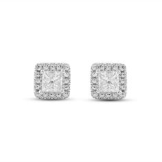 Brand: Jewelili Features: 10K White Gold With 1/2 Cttw Princess Cut Diamonds Stud Earrings The perfect gift for valentines day, promise, birthday, graduation, or "just because". Your jewelry will be shipped in a beautiful gift box along with a certificate of authenticity. Returns will be accepted within 30 days. All our diamonds and gemstones are conflict-free and are compliant with the Kimberley Process. Item Condition: New Binding: Jewelry Diamond White Earrings With Halo Setting For Gift, Formal Jewelry With Halo Design For Valentine's Day, Formal Valentine's Day Jewelry With Halo Design, Formal Valentine's Day Diamond Cut Earrings, Classic Diamond Earrings For Anniversary On Valentine's Day, Anniversary White Gold Earrings With Halo Setting, Classic Diamond Earrings For Valentine's Day Anniversary, Anniversary White Gold Halo Earrings, White Gold Halo Setting Earrings For Anniversary