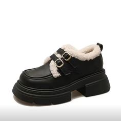 Autumn and Winter British Style Small Leather Shoes for Female  New Student's Japanese Vintage Plush