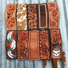 several different types of leathers laid out on top of each other in various patterns