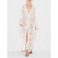 Lace Kimono Robe | Eiyo Kimono Looks Hippie, Lace Ideas, Bohemian Beach Dress, 2017 Runway, Boho Style Tops, Mode Kimono, Bohemian Kimono, Embroidered Kimono, Boho Swimwear