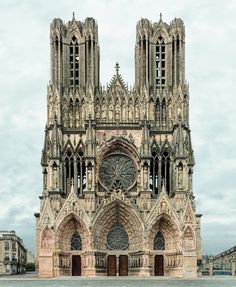 the large cathedral has two massive towers on it's sides