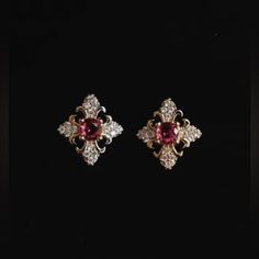 Ruby Zircon. Gold Plated Stainless Steel. Cross Shape Stud Earrings. Any Additional Questions Please Message Or Feel Free To Make An Offer:) Spear Earrings, Black Pearl Earrings, Wedding Hoop, Cross Shape, Cross Earrings Studs, Brown Earrings, Steel Cross, Gold Statement Earrings, Loop Earrings