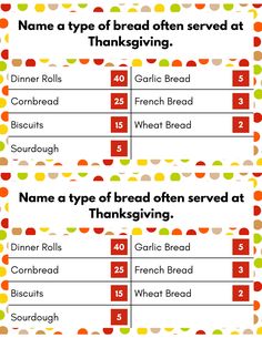 a table that has some type of bread on it with the words thanksgiving written in different languages