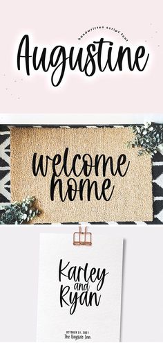 some type of font that is in different colors and sizes, with the words welcome home on