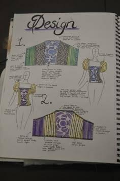 an open book with drawings on it and instructions for how to wear clothes in different ways