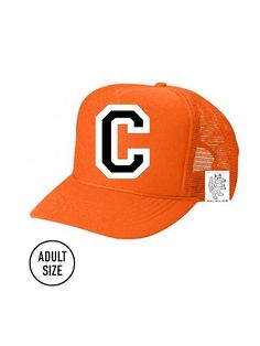 Custom Initial Letter on Neon Orange Trucker Hat. Perfect for your sunshine adventures!Initial Letter Patch, 100% Embroidered. SIZE: Adult Size. Adjustable Snap Back Foam Front, 100% Polyester Mesh Back Orange C, Sleep Clothes, Cross River, June 1st, Crib Bumper, Custom Initials, Letter T, Snap Back, Initial Letter