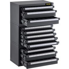 the ten drawers are stacked on top of each other