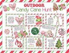 the candy cane hunt printables are available for use in any holiday themed project