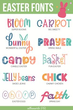 Adorable Easter Fonts for Spring Easter Fonts Alphabet, Easter Fonts Free, Spring Fonts Alphabet, Fun Handwriting Fonts, Easter Cricut Projects, Free School Fonts, Easter Letters, Fonts Kids, Fonts For Logos