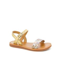 gold-tone leather metallic finish floral motif open toe single toe strap buckle-fastening ankle strap branded leather insole rubber sole Gold T-strap Sandals With Buckle Closure, Gold Open Toe Slingback Sandals With Buckle, Gold Open Toe T-strap Sandals With Buckle, Gold Open Toe T-strap Sandals With Buckle Closure, Gold Leather Slingback Sandals With Buckle, Gold Sandals With Buckle Closure And Round Toe, Gold Leather Slingback Sandals For Spring, Adjustable Gold Sandals With Buckle Closure, Dress With Jean Jacket