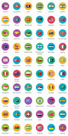 the flags of different countries are depicted in this poster, which shows them all colors and shapes