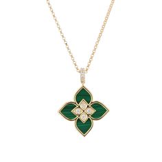 18K Yellow Gold Small Malachite and Diamond Necklace Roberto Coin Jewelry, Body Accessories, Green Collection, Primary Color, Jewelry Pieces, Diamond Necklace, Jewelry Watches, Jewelry Accessories, Yellow Gold