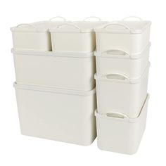 PRICES MAY VARY. 【Set of 8 Plastic Storage Bins】Includes 8 pack storage bins, 1 extra large, 1 large, 2 medium and 4 small. Extra Large Size: 14 x 10 x 9.4 inches. Large Size: 14 x 10 x 6 inches. Medium Size: 10 x 7 x 6 inches. Small Size: 10 x 7 x 4 inches. These various sizes cater to your storage needs for items of all sizes 【Durable & Aesthetic】Crafted from premium PET plastic, these lidded plastic containers are not just durable but also visually appealing in a chic white color, enhancing t Baskets For Closet, Organization Bins, Cube Drawers, Makeup Bathroom, White Storage Box, Storage Baskets With Lids, Organizer Kitchen, White Baskets, Storage Bins With Lids