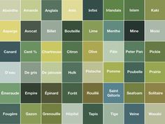 many different shades of green and brown in the same color scheme, each with their own name