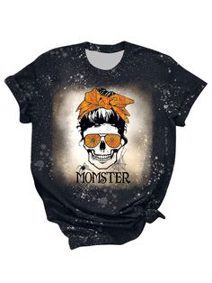 PRICES MAY VARY. Material: Funny Momster T-Shirts Are Made of Soft Polyester Blend Fabric, Lightweight, Stretchy, Breathable, Comfortable to Wear Features: Momster Letter Print, Skull With Cute Spider Messy Bun Graphic, Women Mom Ster Graphic T-Shirt, Halloween Holiday Shirts, Mama Bleached T-shirt, Vintage Mom Graphic Tees, Crewneck Distressed Tee, Mommy Tee, Casual Short Sleeve Shirt, Loose Fit Summer Fall Tops Match: You Can Pair This Casual Mom Shirt With Your Favorite Shorts, Skinny Jeans, Halloween Shirts For Women, Spider Shirt, Funny Skull, Mom Graphic Tees, Halloween Graphic Tees, Bleach T Shirts, Vintage Mom, Distressed Tee, Halloween Shirts