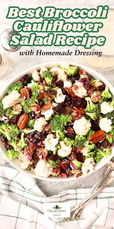 broccoli and cauliflower salad with homemade dressing