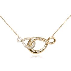 Daniel Steiger Eternal Infinity Necklace Luxury Gold Infinity Necklaces, Luxury Infinity Diamond Cut Jewelry, Tiffany Infinity Necklace Gold, Modern Twist Infinity-shaped Yellow Gold Jewelry, Infinity Necklace With Diamond Accents For Formal Occasions, Formal Infinity Necklace With Diamond Accents, Infinity Necklace With Diamond Accents, Modern Infinity Necklace As Gift, Infinity Shape Fine Jewelry Necklace For Formal Occasions