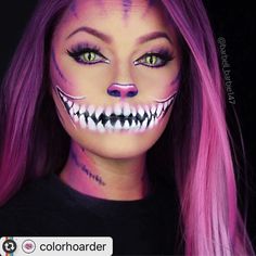 Cheshire Cat makeup Cheshire Cat Halloween, Beautiful Halloween Makeup, Make Up Diy, Cat Halloween Makeup, Creative Halloween Makeup, Halloween Makeup Clown, Make Carnaval