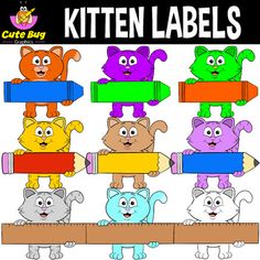 the kittens are holding pencils and standing on a wooden ruler with their faces drawn