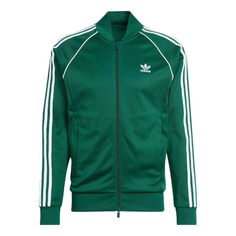 adidas Adicolor Classics SST Track Jacket 'Green' IR9863 Casual Track Jacket For Fall Sports Events, Green Athleisure Outerwear With Ribbed Cuffs, Casual Fall Track Jacket For Sports Events, Casual Crew Neck Outerwear For Sports Events, Green Sportswear Track Jacket For Fall, Green Track Jacket For Fall Sportswear, Green Sporty Track Jacket With Ribbed Cuffs, Green Track Jacket For Fall, Green Fall Track Jacket Sportswear Style