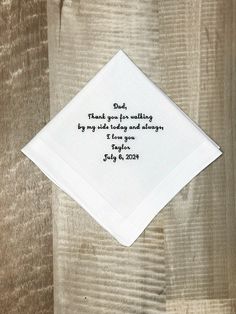 Beautiful 100% cotton handkerchief is perfect Wedding Gift for couple, Groom, Bride, Parents of the Bride, Parents of the Groom, Bridesmaids, Guests.   Materials: 100% premium cotton Color: white Custom Handkerchief, Embroidered Wedding Handkerchiefs, Personalized Wedding Hanky with Custom Text, Wedding Keepsake, Wedding Mementos Gift    Embroidered Wedding Handkerchief for  Dad - it's a very meaningful and sentimental gift for Father of the Bride or Father of the Groom.   Dimensions:  men's style - 16in X 16in men's (no lines) - 16in X 16in scalloped edge - 10,5in X 10,5in lace 1 corner - 10,5in X 10,5in lace border - 10,5in X 10,5in  Please double check your names, date, spelling.  If you need your order super ASAP: 1. Rush order (the same day shipping) click here https://sewandglowstudi Personalized Cotton Handkerchiefs, Classic Cotton Handkerchiefs As Gift, White Cotton Handkerchiefs For Gifts, White Cotton Handkerchiefs Gift Set, Personalized Handkerchiefs For Father's Day Gift, Classic Personalized Handkerchiefs For Anniversary, Classic Personalized Handkerchiefs For Gifts, Classic Personalized Handkerchiefs As Gift, Mother's Day White Cotton Handkerchiefs